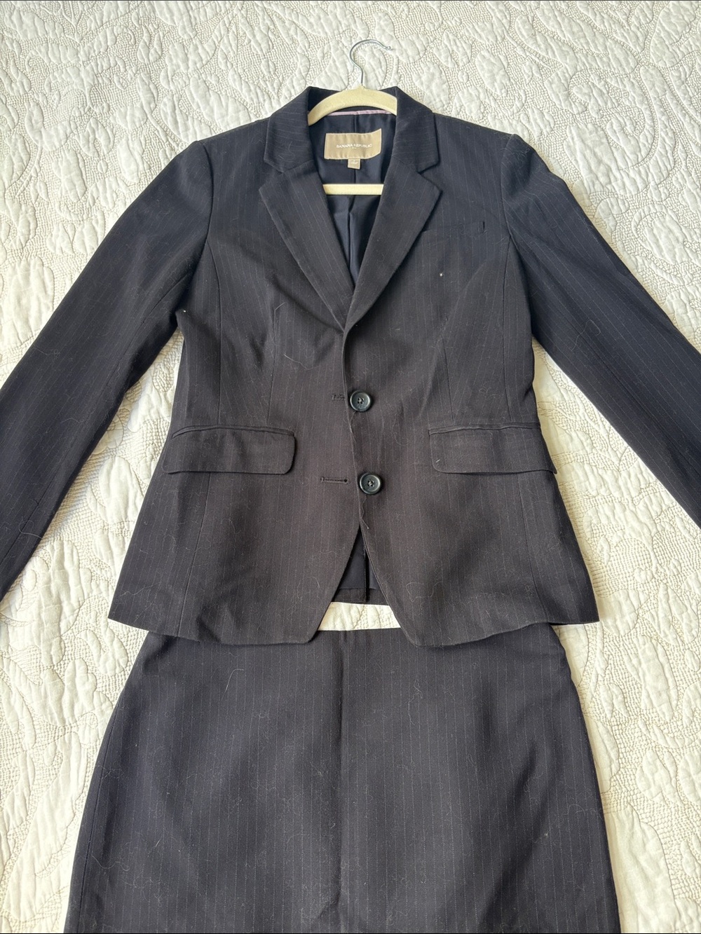 Banana Republic Black Pinstripe Women's Suit Jacket & Skirt